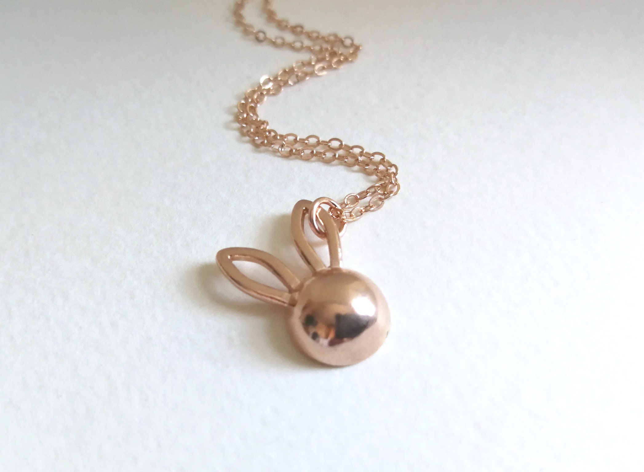Rose gold 2024 bunny necklace