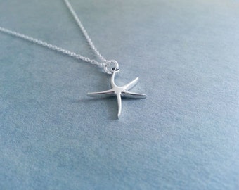 Starfish Necklace, Sterling Silver Necklace, Nautical Necklace, Summer Jewelry, Sterling Silver Starfish Pendant, Summer Necklace