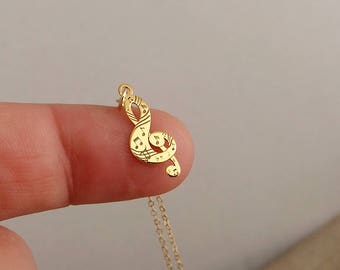 Gold Clef Treble Necklace. Vermeil Clef Charm. Music Necklace. Gift For Musician. Christmas Gift. Musician Necklace. Singer Gift