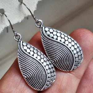 Stora antika silverdroppsörhängen: Boho smycken