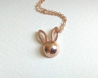 Rose Gold Bunny Necklace. Rose Gold Rabbit Necklace. Animal Necklace. Gift Idea. Gift For Her. Whimsical Jewelry. Rose Gold Rabbit