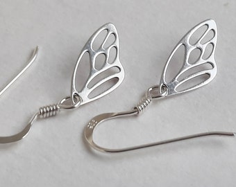 Silver Butterfly Wing Earrings, Butterfly Earrings, Dainty Earrings, Earrings For Women, Dangly Butterfly Earrings, Gift Idea