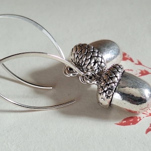 Dangly Silver Acorn Earrings