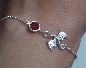 Silver Dragon Birthstone Bracelet: 925 Jewelry