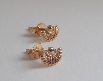 Tiny Fan Stud Earrings. Gold Fan Studs. Vermeil Gold Studs. Fan Earrings. Simple Everyday. Fan Posts. Gift Idea. Earrings For Women. UK Gift