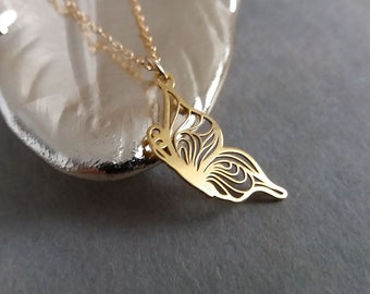 Gold Butterfly Necklace, Flying Butterfly Necklace, Filigree Butterfly, Gold Butterfly Pendant, Layering Necklace, Small Butterfly Necklace