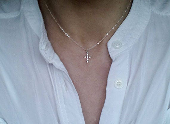 Dainty Cross Necklace. Rose Gold Cross. Gold Cross. Silver - Etsy UK