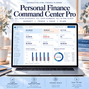 Dashboard di bilancio interattivo, pianificatore di finanza personale in HTML, tracker di bilancio a base zero, tracker di spese e bollette, download digitale