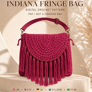 Crochet Boho Fringe Bag Pattern PDF, Crossbody Purse Tutorial, Textured Shoulder Handbag, Tassel Design, Advanced Beginner, Instant Download
