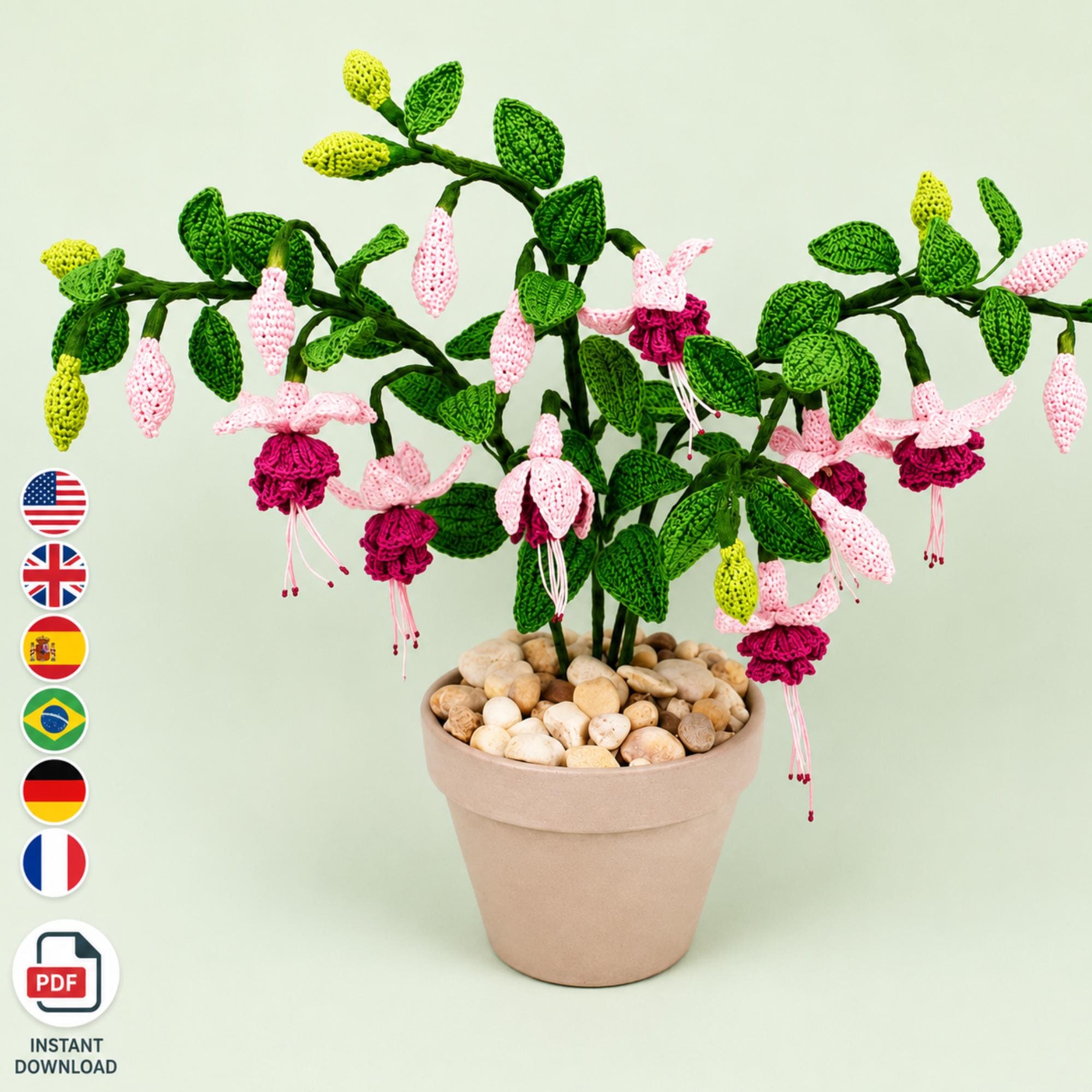 30 Plant Crochet Patterns to Brighten Home Decor and Gift Giving 23 Fuchsia Plant Crochet Pattern