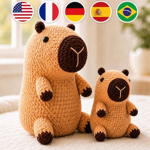 Modèle PDF de capybara au crochet, tutoriel pour peluche capybara amigurumi, animal mignon au crochet, modèle d'animal en peluche, téléchargement instantané