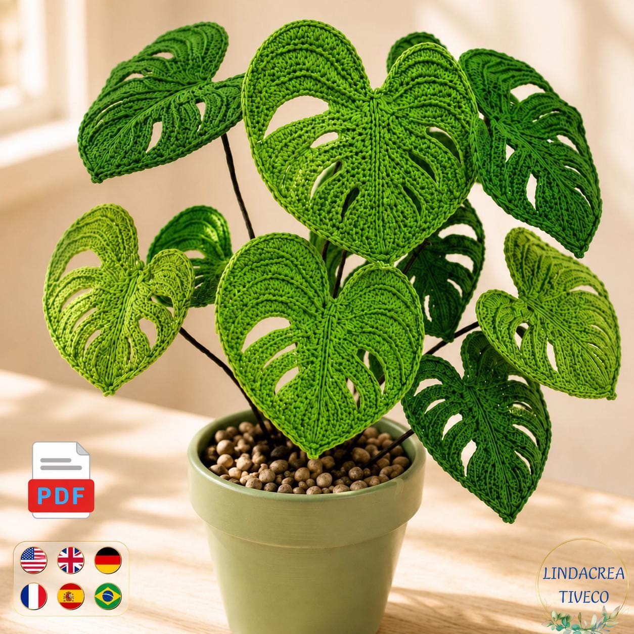 40 Monstera Crochet Patterns for Tropical Leaves, Wall Hangings, and Potted Plants 27 Monstera Deliciosa Crochet Plant