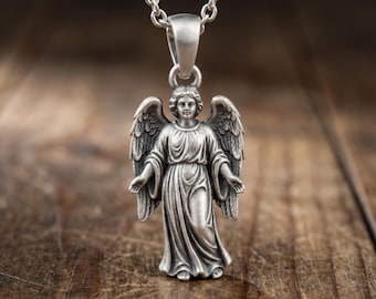 Collar con colgante de ángel guardián, regalo con dije de ángel, collar religioso para mujer, regalo cristiano, joyería de protección espiritual