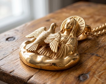 Collier pendentif colombe Vierge Marie fait main, cadeau catholique du Saint-Esprit, bijoux religieux chrétiens
