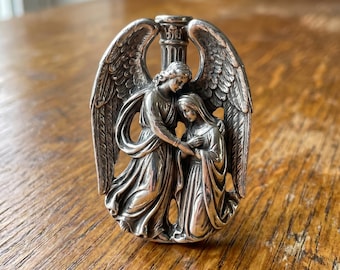 Handmade Angel Gabriel Virgin Mary Pendant Necklace, Annunciation Catholic Gift, Christian Religious Jewelry