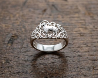 Anillo de cordero hecho a mano, anillo de fe cristiana, joyería religiosa con animales, regalo personalizado para mujeres y hombres.