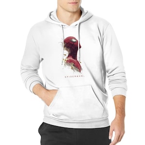 Sweat à capuche graphique Spider-Man, pull streetwear style anime, sweat-shirt en molleton de coton White ffffff