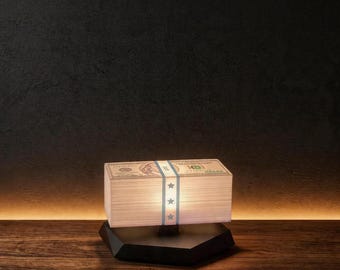 Magnetic Floating Money Lamp LED | Levitating Dollar Stack Light | Gamer Room Decor | GTA Style Desk Lamp Gift