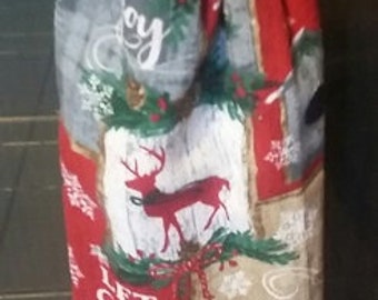 Hanging Kitchen Towel, Christmas Deer Hanging Towel, Deer Christmas Print  Towel.