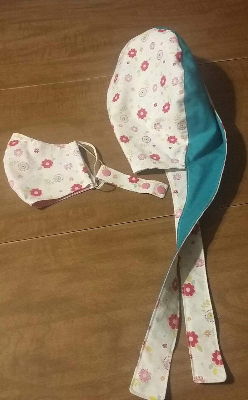 Ear Saver Scrub Cap Doctors Scrub Cap Surgical Scrub Hat Nurse Scrub Hat Reversible Scrub Hat Face Mask Washable Cotton Scrub Hat