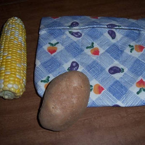 1 Microwave Vegetable Cooking Bag, Potato Cooking Bag, Microwave Potato Bag in Lovely Turnip and Egg Plant Print