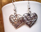 Dangle Decorative Silver Heart Earrings with stoppers