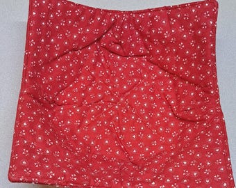 Valentine Heart Microwave Bowl Cozy, Reversible Bowl Holder