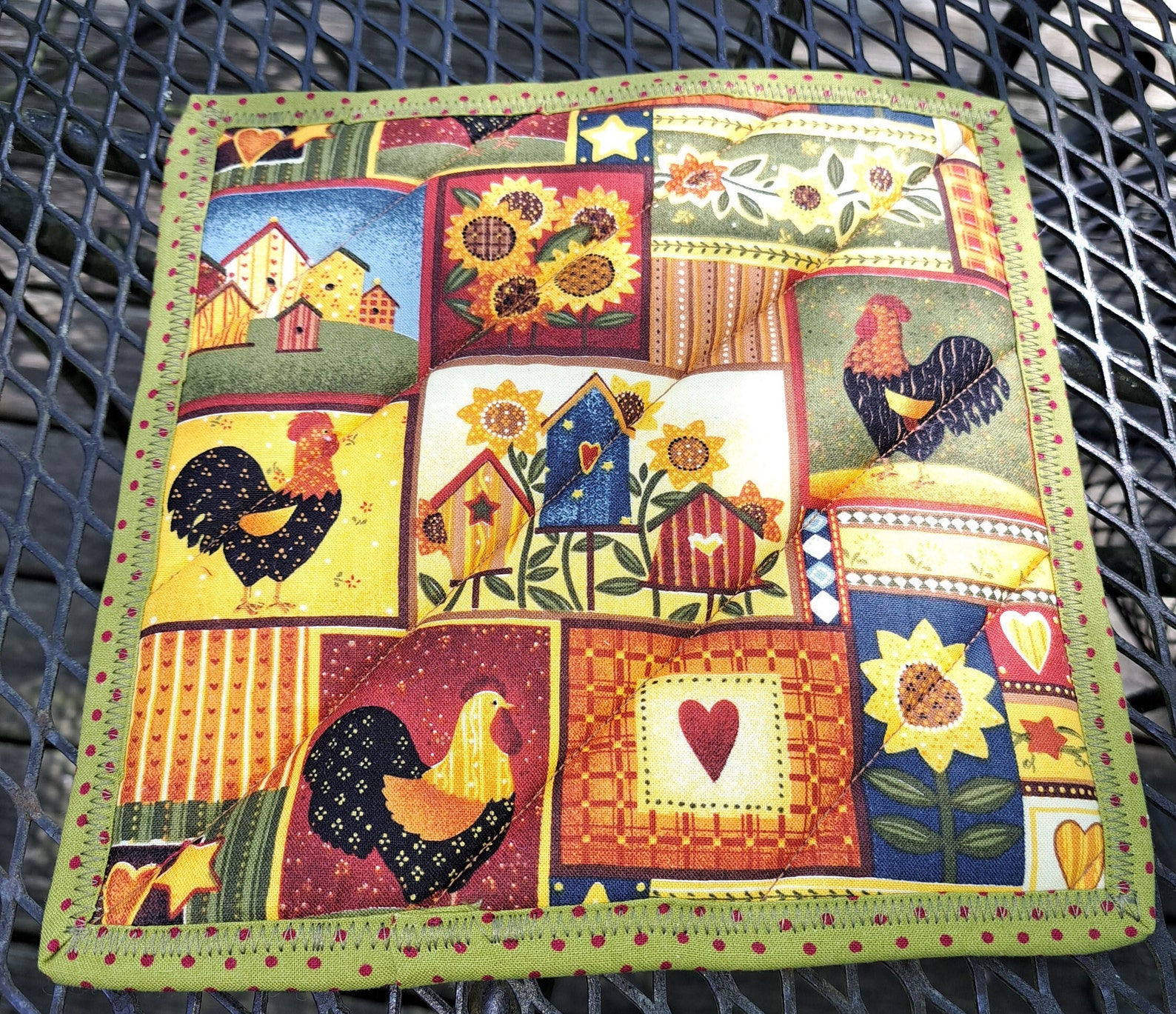 Farm Print Hot Pads Large Size Square Potholders Pumpkins &amp; - Etsy