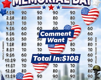 Happy Memorial Day-bingobord