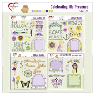 Bible Journaling  5 Memory Dex Cards and Elements Add-On Kit: 5 Quick Memory Dex Cards, 2 Bible Verses, 3 Girls, 2 Clusters