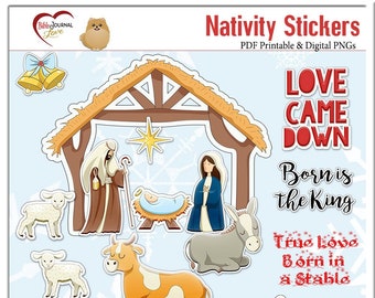 Christmas Nativity Bible Journaling Kit. Clip Art Printable for Bible Journaling or Planners. Digital & Printable PDF Stickers.