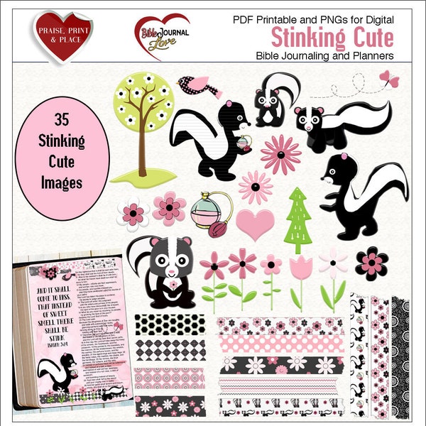 Sale! Stinking Cute BOTH: Printable & Digital Bible Journal Kits. (Print PDF on Sticker or Copy Paper OR use in Photoshop Elements)