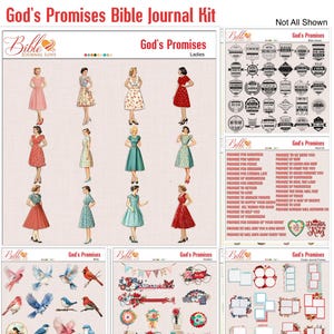 Kit diario biblico God's Promises: 50% di sconto con Class! Kit di schede Memory Dex 31 versetti della Bibbia SIA digitali che stampabili, vintage, retrò