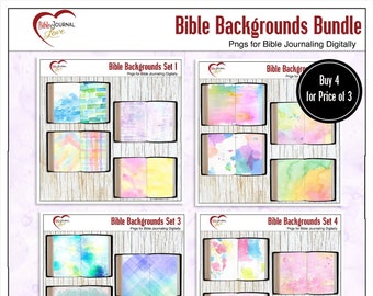 Aquarell gemalte Bibel Hintergründe Bundle ** Holen Sie sich 4 Kits ** für Bibel Journaling Digital