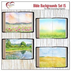 WatercolorScene Bible Backgrounds for Bible Journaling Digitally with Photoshop or Photoshop Elements Set 15