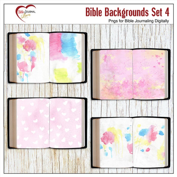 Watercolor Painted Bible Backgrounds for Bible Journaling Digitally with Photoshop or Photoshop Elements Set 4