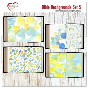 Watercolor Bible Journaling Backgrounds: Digital Paper Set 5 (PNG, JPG)