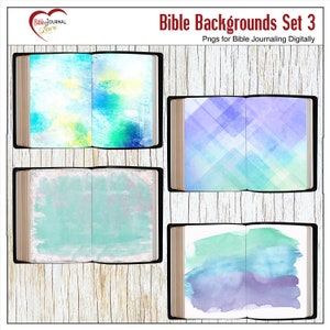 Watercolor Painted Bible Backgrounds for Bible Journaling Digitally with Photoshop or Photoshop Elements Set 3