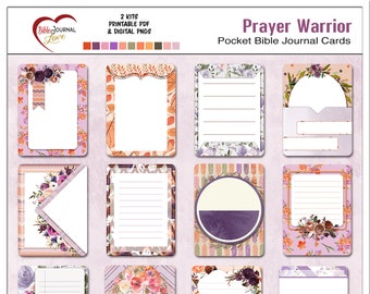 Prayer Warrior Pocket Bible Journaling for Verse Mapping, Book Study, Scrapbooking, Printable & Digital  Project Life Cards