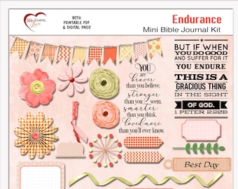 Endurance Mini Bible Journal Kit: Printable PDF and Digital PNGs, Bible Verse