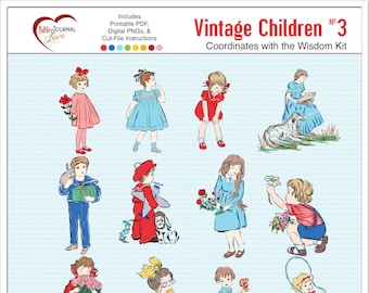 Vintage Children in Red, White, and Blue: Printable and Digital DIY Stickers