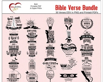 30 Bible Verse Bundle Life Principles Theme in Printable PDFs, Digital PNGs, and Cuttable SVG Files