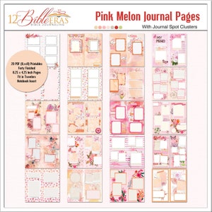 Puede incluir: Doce páginas de diario imprimibles con diseños florales rosas y melocotón y marcos blancos. Las páginas miden 8,25 pulgadas por 4,25 pulgadas y están diseñadas para caber en un cuaderno de viaje.