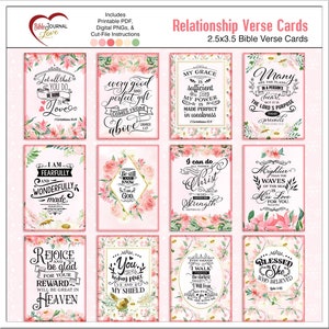 12 Bible Verse Watercolor Floral Cards for Bible Journaling, Tip-Ins, Junk Journals, Gifts, Includes: PDFs and Digital PNGs and Cut Files image 1