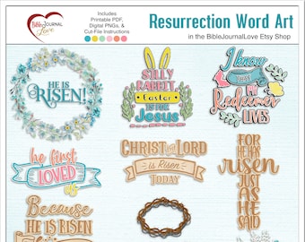 Resurrection /Passover/ Easter Word Art Bible Journal Kit: Digital & Printable Turquoise, Green, Yellow, Pink