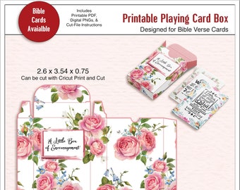 Floral Playing Card Box Template: Printable PDFs & PNGs (Cut-File)