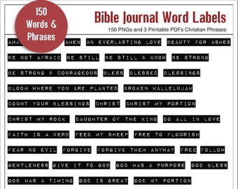 Printable & Digital 150 Christian Words and Phrases DYMO Labels Looks just like they came from Handheld Embossing Label Maker