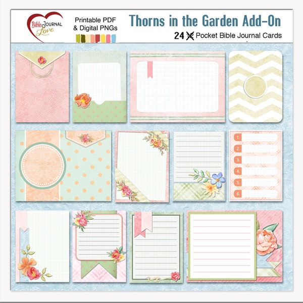 24 Trials Pocket Bible Journal Cards An Add-On to the Thorn's in the Garden Bundle, BOTH Printable & Digital. Verse Mapping or Tip-Ins