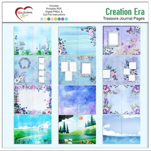 Creatie Junk Journal of Treasure Journal Pagina&#39;s PDF en JPG Garden of Eden Thema Blauw & Paars