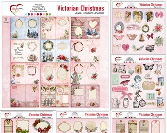 Victorian Christmas Junk Journal Kit - 29 PDFs and 5 zips! Treasure Journal to go with Redeeming Love Bible Kit.  Both Digital & Printable*